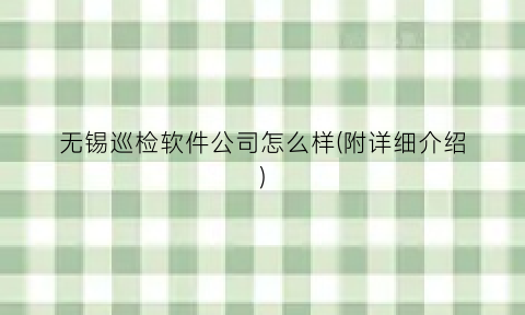 “无锡巡检软件公司怎么样(附详细介绍)