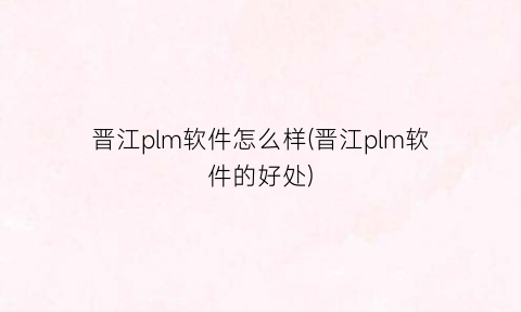 晋江plm软件怎么样(晋江plm软件的好处)