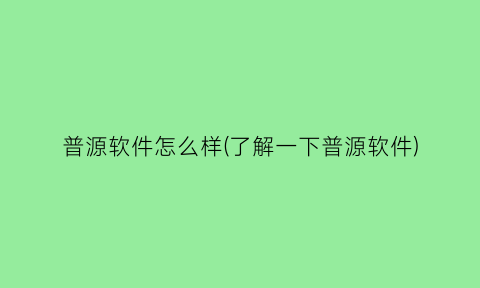“普源软件怎么样(了解一下普源软件)