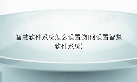 智慧软件系统怎么设置(如何设置智慧软件系统)