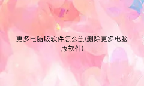 更多电脑版软件怎么删(删除更多电脑版软件)