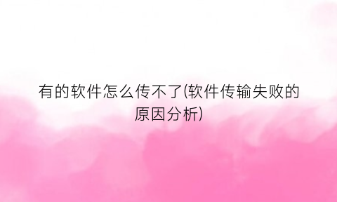 有的软件怎么传不了(软件传输失败的原因分析)