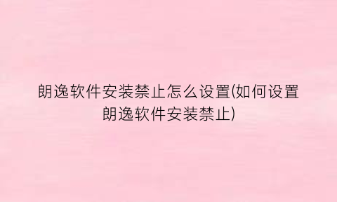 朗逸软件安装禁止怎么设置(如何设置朗逸软件安装禁止)