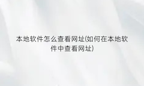 本地软件怎么查看网址(如何在本地软件中查看网址)