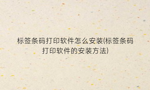 “标签条码打印软件怎么安装(标签条码打印软件的安装方法)