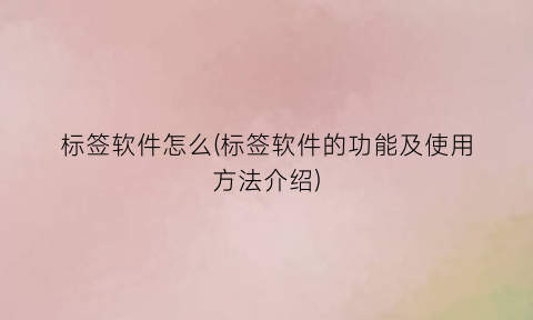 标签软件怎么(标签软件的功能及使用方法介绍)