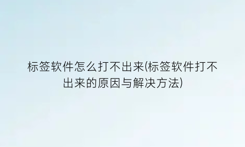 标签软件怎么打不出来(标签软件打不出来的原因与解决方法)