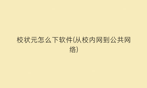 校状元怎么下软件(从校内网到公共网络)