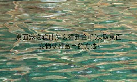 桌面宠物软件怎么得到金币(获取桌面宠物软件金币的方法)