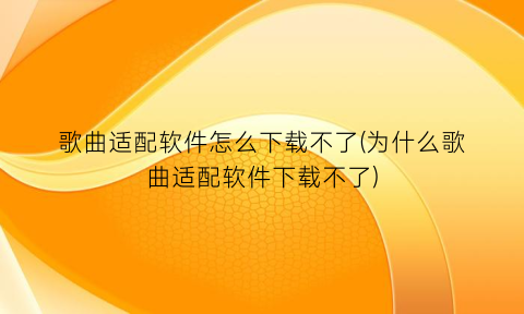 歌曲适配软件怎么下载不了(为什么歌曲适配软件下载不了)