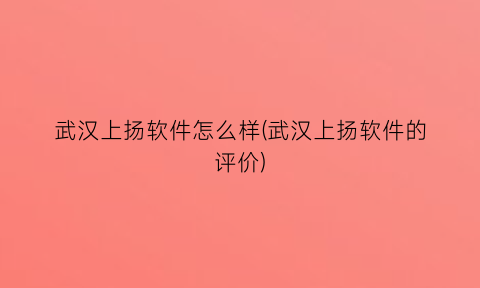 武汉上扬软件怎么样(武汉上扬软件的评价)