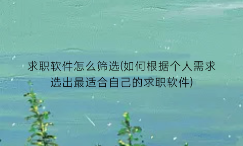 求职软件怎么筛选(如何根据个人需求选出最适合自己的求职软件)