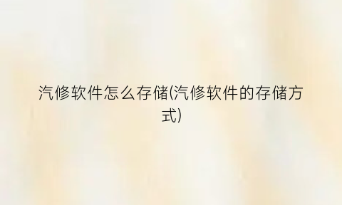 汽修软件怎么存储(汽修软件的存储方式)