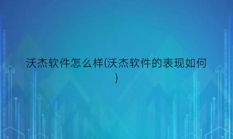 “沃杰软件怎么样(沃杰软件的表现如何)