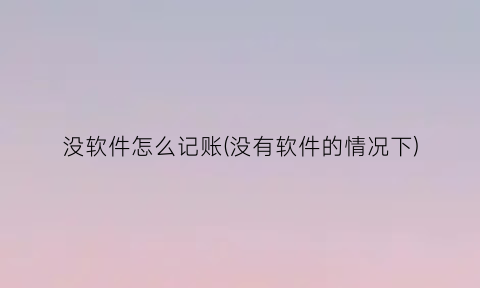 没软件怎么记账(没有软件的情况下)