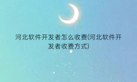 河北软件开发者怎么收费(河北软件开发者收费方式)