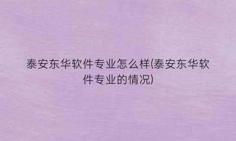 泰安东华软件专业怎么样(泰安东华软件专业的情况)