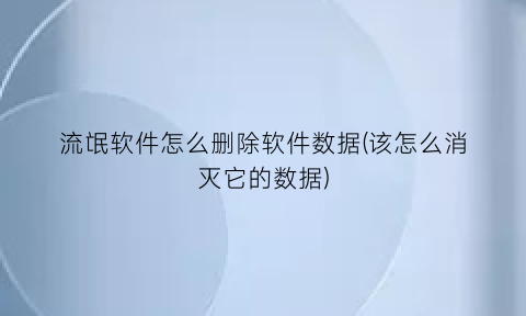 流氓软件怎么删除软件数据(该怎么消灭它的数据)