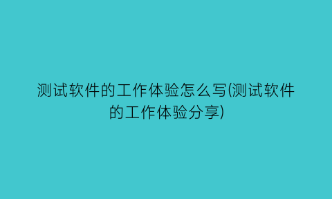 测试软件的工作体验怎么写(测试软件的工作体验分享)