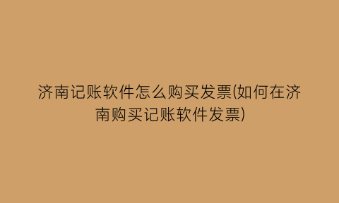 济南记账软件怎么购买发票(如何在济南购买记账软件发票)