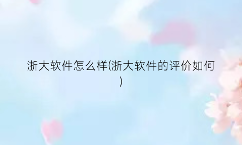 浙大软件怎么样(浙大软件的评价如何)