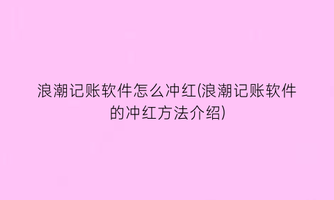 浪潮记账软件怎么冲红(浪潮记账软件的冲红方法介绍)