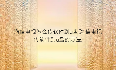 “海信电视怎么传软件到u盘(海信电视传软件到u盘的方法)