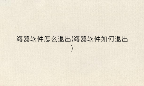 “海鸥软件怎么退出(海鸥软件如何退出)
