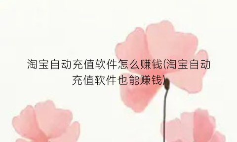 淘宝自动充值软件怎么赚钱(淘宝自动充值软件也能赚钱)