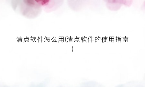 “清点软件怎么用(清点软件的使用指南)
