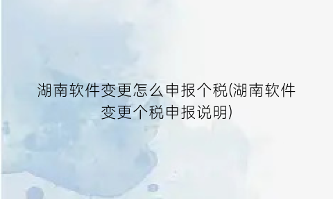 湖南软件变更怎么申报个税(湖南软件变更个税申报说明)