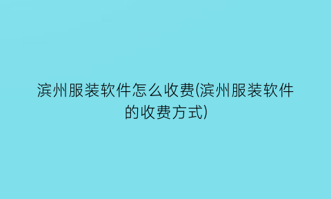 滨州服装软件怎么收费(滨州服装软件的收费方式)