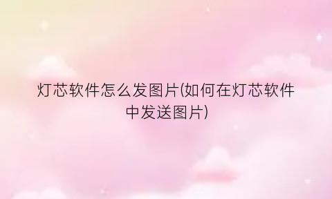 “灯芯软件怎么发图片(如何在灯芯软件中发送图片)