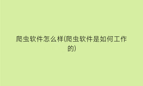 爬虫软件怎么样(爬虫软件是如何工作的)