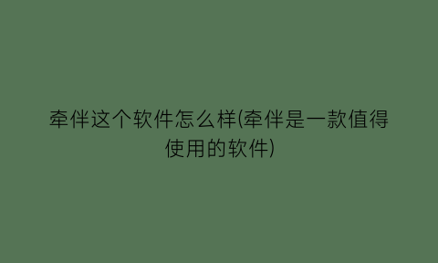 “牵伴这个软件怎么样(牵伴是一款值得使用的软件)