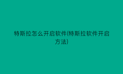 特斯拉怎么开启软件(特斯拉软件开启方法)