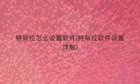 特斯拉怎么设置软件(特斯拉软件设置详解)