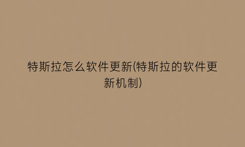 “特斯拉怎么软件更新(特斯拉的软件更新机制)