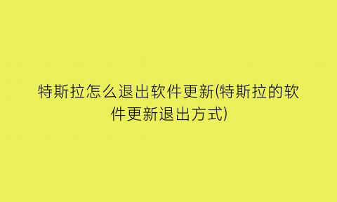 特斯拉怎么退出软件更新(特斯拉的软件更新退出方式)