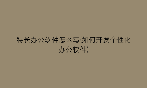 特长办公软件怎么写(如何开发个性化办公软件)