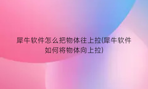 犀牛软件怎么把物体往上拉(犀牛软件如何将物体向上拉)