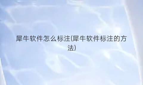 “犀牛软件怎么标注(犀牛软件标注的方法)