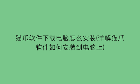 猫爪软件下载电脑怎么安装(详解猫爪软件如何安装到电脑上)