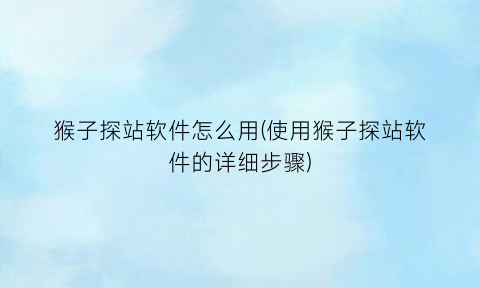 “猴子探站软件怎么用(使用猴子探站软件的详细步骤)