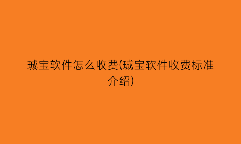 珹宝软件怎么收费(珹宝软件收费标准介绍)