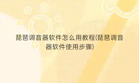 “琵琶调音器软件怎么用教程(琵琶调音器软件使用步骤)