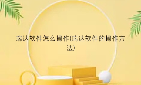瑞达软件怎么操作(瑞达软件的操作方法)