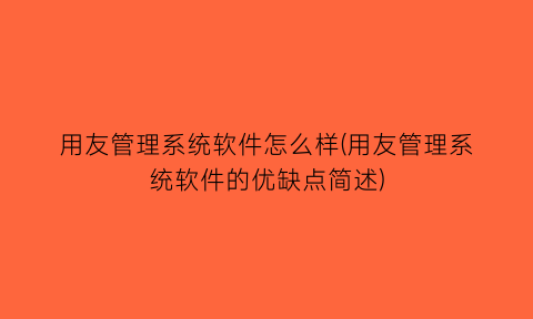 用友管理系统软件怎么样(用友管理系统软件的优缺点简述)
