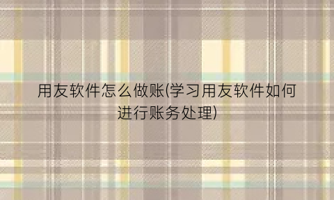 “用友软件怎么做账(学习用友软件如何进行账务处理)