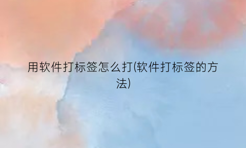 用软件打标签怎么打(软件打标签的方法)